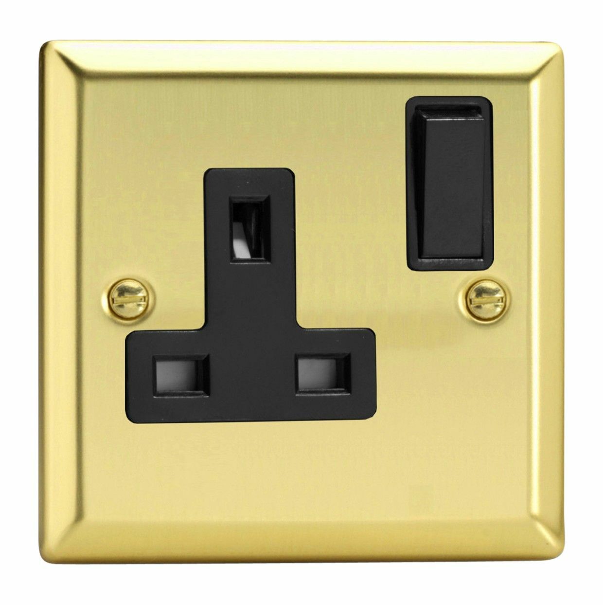 Varilight XV4B Victorian Polished Brass 1 Gang 13A Single Switched Plug Socket