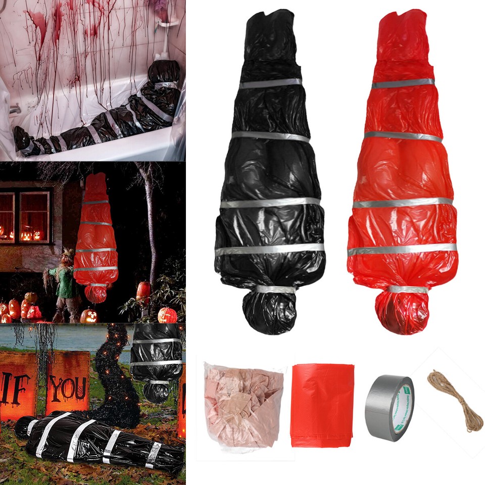Halloween Fake Corpse Inflatable Body Bag Hanging Decor Creepy Dead