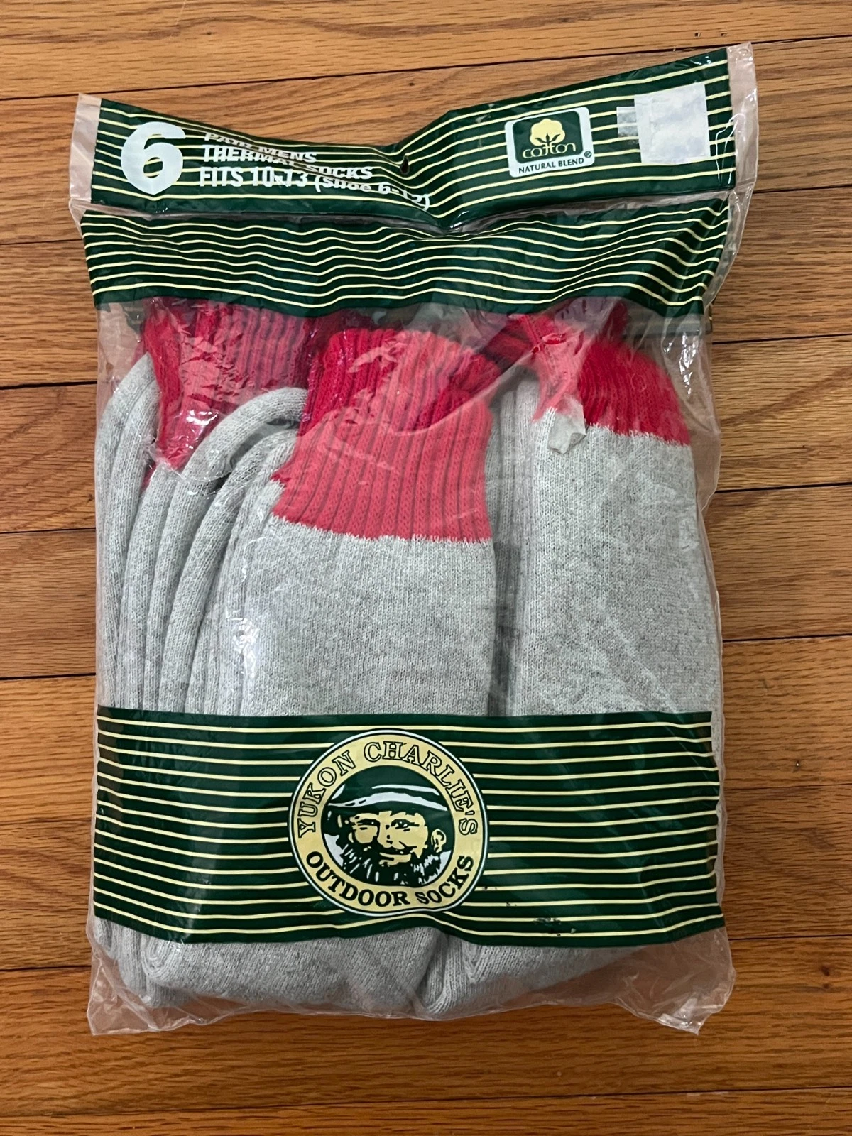 New Vintage Yukon Charlie's Outdoor Thermal Cotton Blend Socks - Pack of 6 USA