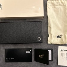 MONT BLANC MEISTERSTUCK BLACK AND SILVER PLATINUM DOUBLE PEN POUCH EMPTY BOX 
