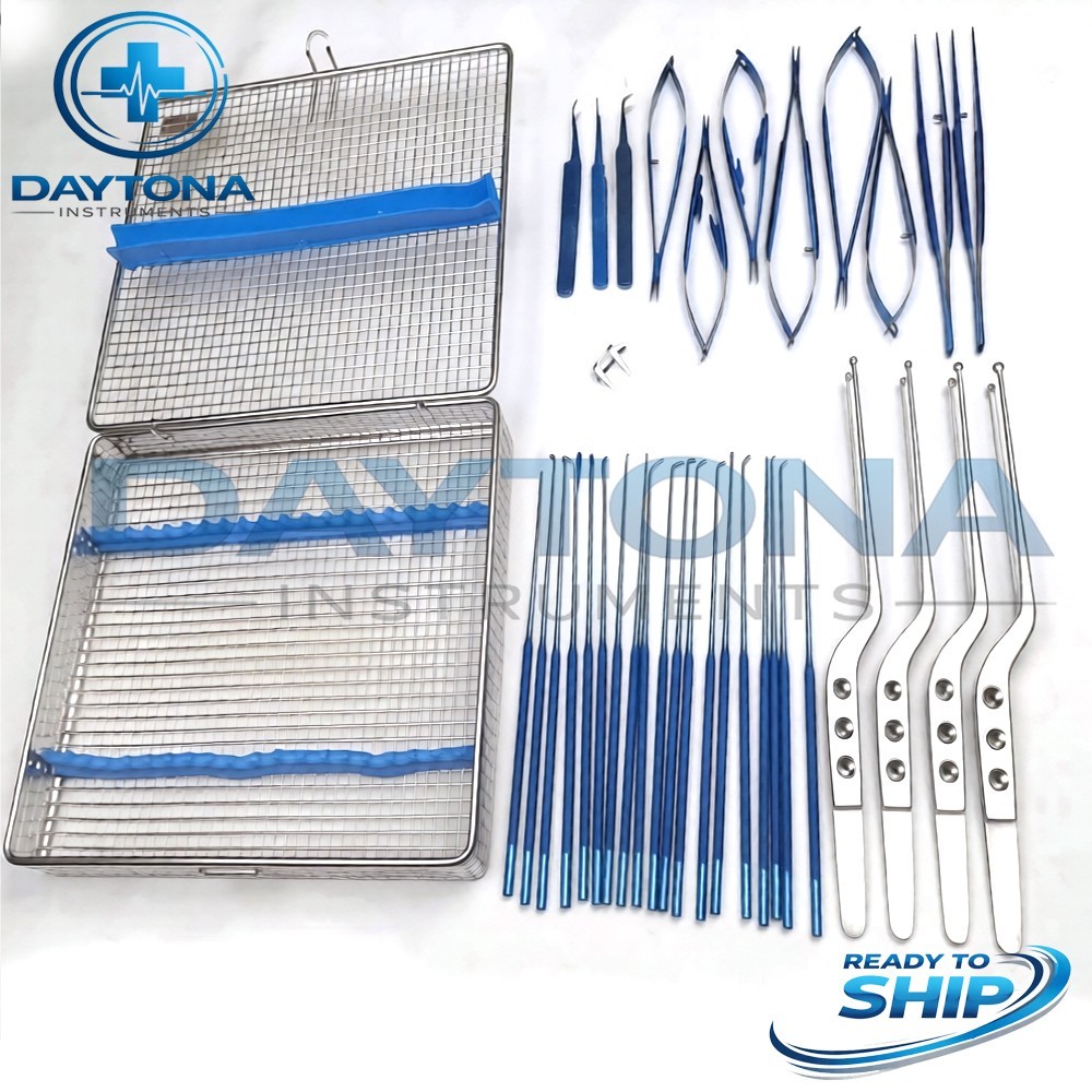 Micro surgery instruments set Neuro Surgical Titanium coated