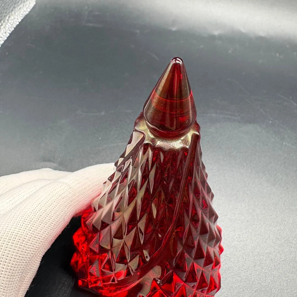 Árbol de Navidad Baccarat Usado Interior Cristal Rojo con Caja de JAPÓN Foto 4 de 4