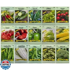 15 Pack Vegetable Garden Seeds - Deluxe Heirloom Variety Pack, No