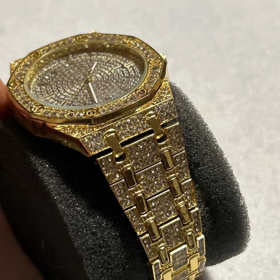 Belo relógio de pulso masculino Bling - Imagem 3 de 4