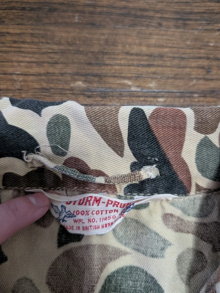 Camisa militar vintage SEAWAY Storm-Pruf para hombre S/M manga larga camuflada caza años 60 Foto 3 de 4