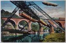 Zeppelin AK - Litho - Schwebebahn & Luftschiff "SCHWABEN" LZ 10 - Wuppertal 1912