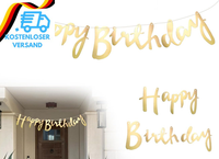Happy Birthday Banner Gold Geburtstag Deko Glitter AufhäNgen Girlande Erwachsene