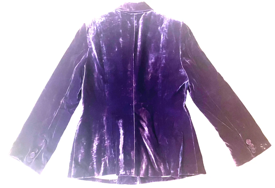 Chaqueta de terciopelo de seda púrpura de lujo AUGUST SILK para dama talla UK 14 NUEVA CON ETIQUETAS Foto 4 de 4