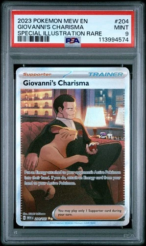 2023 POKEMON MEW EN-151 SPECIAL ILLUSTRATION RARE #204 GIOVANNI'S CHARISMA PSA 9