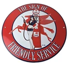 Vintage Mobil Sign - Pegasus Friendly Service Gas Pump Service Porcelain Sign