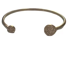 Vtg Stella & Dot Pave Cuff Gold Bracelet dainty feminine women elegant Workwear 