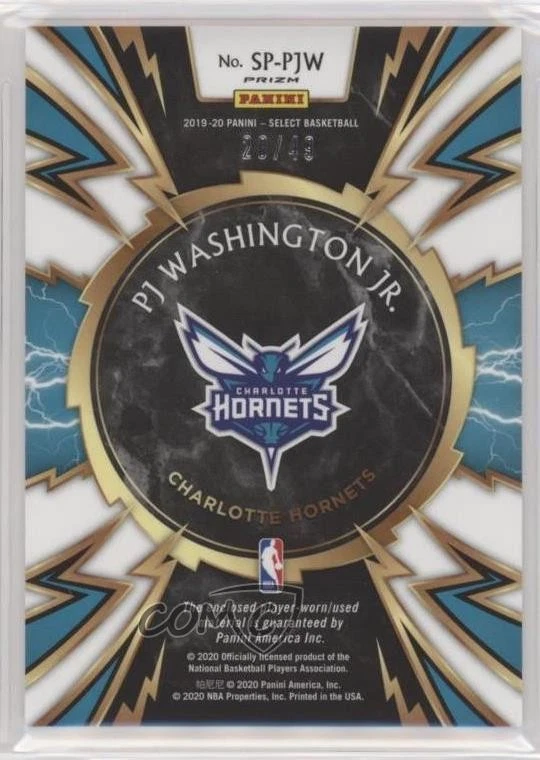 2019-20 Panini Select Sparks Copper Prizm /49 PJ Washington Jr #SP-PJW Rookie RC - Image 2 of 2