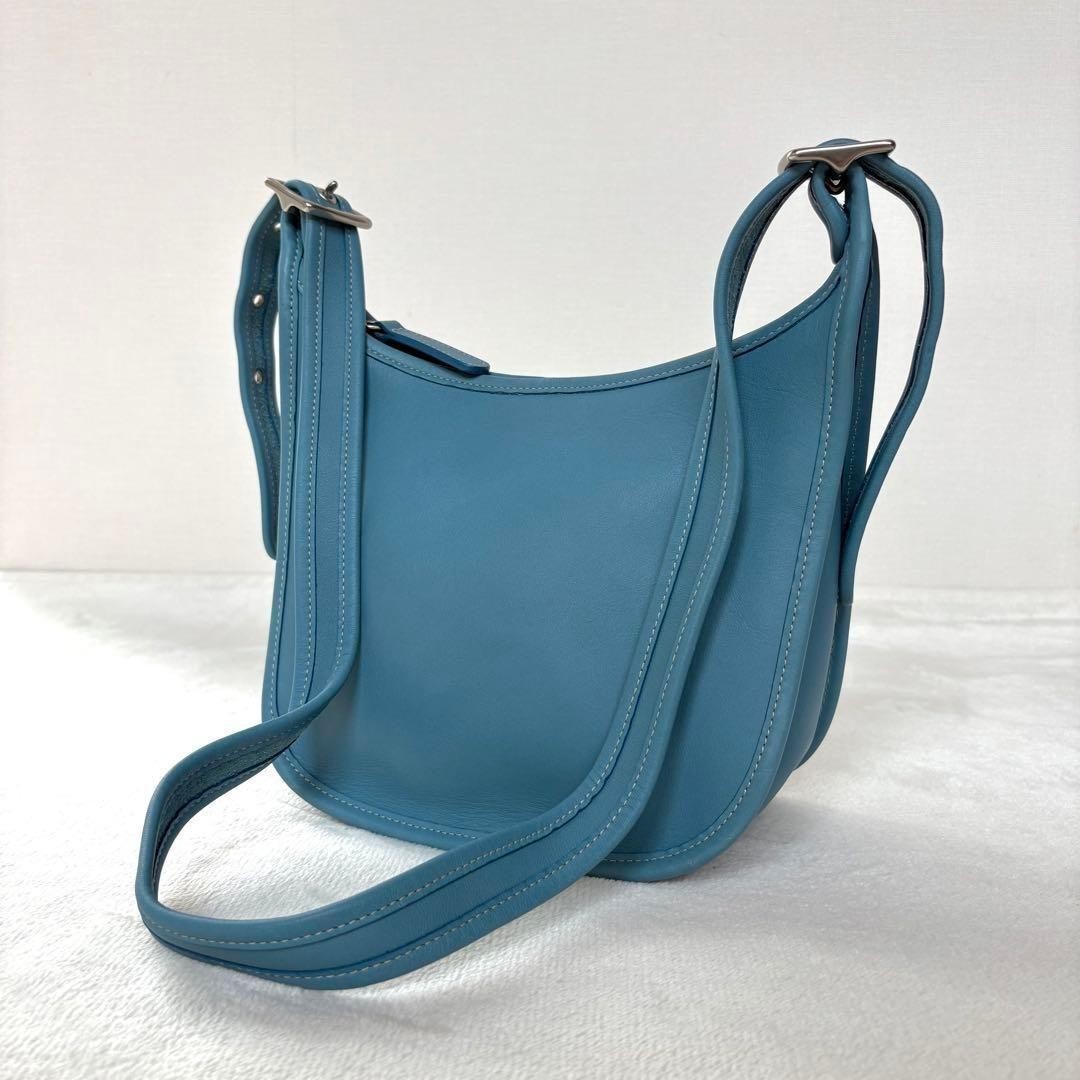Old Coach Becket Shoulder Bag 9950 Vintage Blue Leather Flap Crossbody image 2