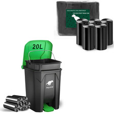 Dog Poop Trash Can Outside, 20L/5Gallon Dog Waste Trash Can with Lid, Pedal and