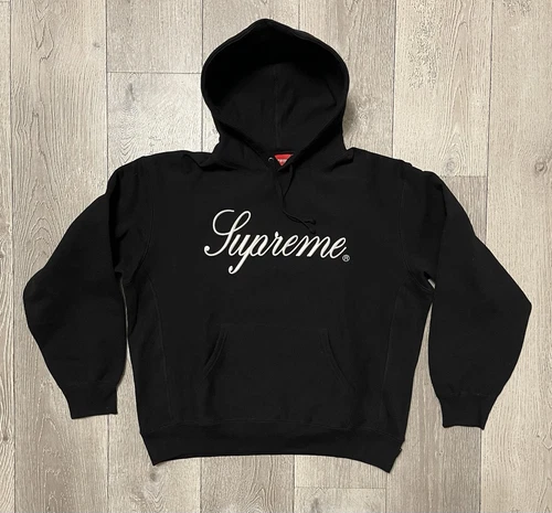 Sweat à capuche noir FW24 Supreme brodé écriture taille M neuf sans étiquette