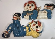 Vtg 1977 Raggedy Ann  Andy Wall Hanging Plaques Bobbs-Merrill
