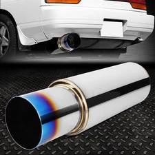 2.5" INLET STAINLESS STEEL STRAIGHT-THROUGH EXHAUST MUFFLER 4" OD BURNT TIP