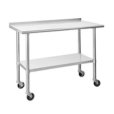 Hally Stainless Steel Table for Prep & Work 24 x 48 Inches with Caster Wheels, 