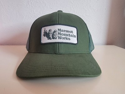 MARMOT Mountain Retro Mesh Snapback Trucker Hat Juniper Green NWT
