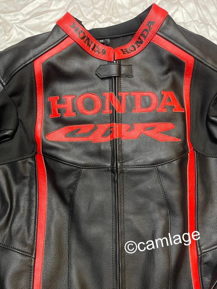 Honda Racing Motorcycle Leather Jacket Biker Genuine Cowhide Leathers - Image 2 of 4