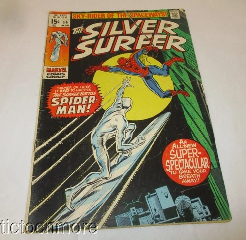 VINTAGE ORIGINAL MARVEL COMICS SILVER SURFER SPIDERMAN #14 COMIC 1970 BUSCEMA