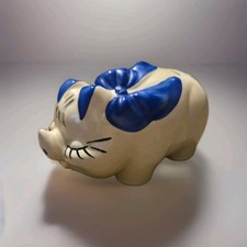 Vintage Art Pottery Smiling Little Pig Piggy Bank From 1950 s