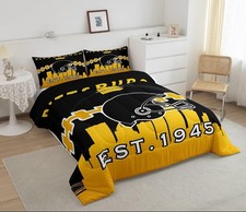 Bed in a Bag Boys Football Comforter Set with Sheets King Yellow Black