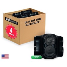 4 Pack Black Insulated Dual Entry Splice Power Connector 1/0-14 Wire Range