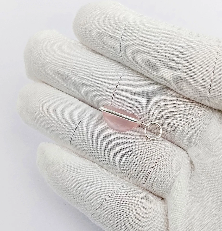 Sterling Silver Rose Quartz Charm Pendant: 925 Stamp Handmade charm - Image 4 of 4