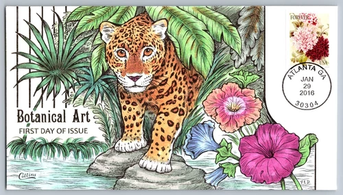 2015 Collins Hand Painted Botanical Art Jaguar FDC