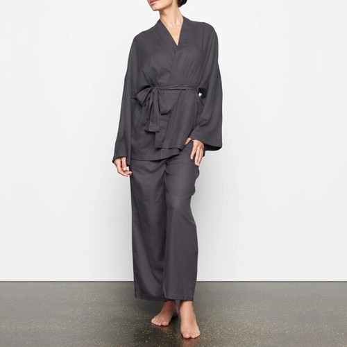 SKIMS Drapey Ash Modal Cotton Belted Pajama Top Kimono Style See Measurements - Picture 14 of 14