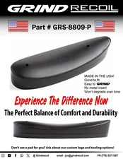 Grind to fit recoil pad, No metal insert, Black, Made in the USA! GRS-8809-P