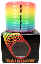 Vintage Novartis Rainbow Plastic Spring Slinky Toy With Original Box