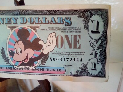 Disney Dollars 1 Mickey 1990 A00817244A UNCIRCULATED CRISP | eBay