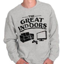 Funny Video Game The Great Indoors Introvert Mens Crewneck Sweatshirt Pullover