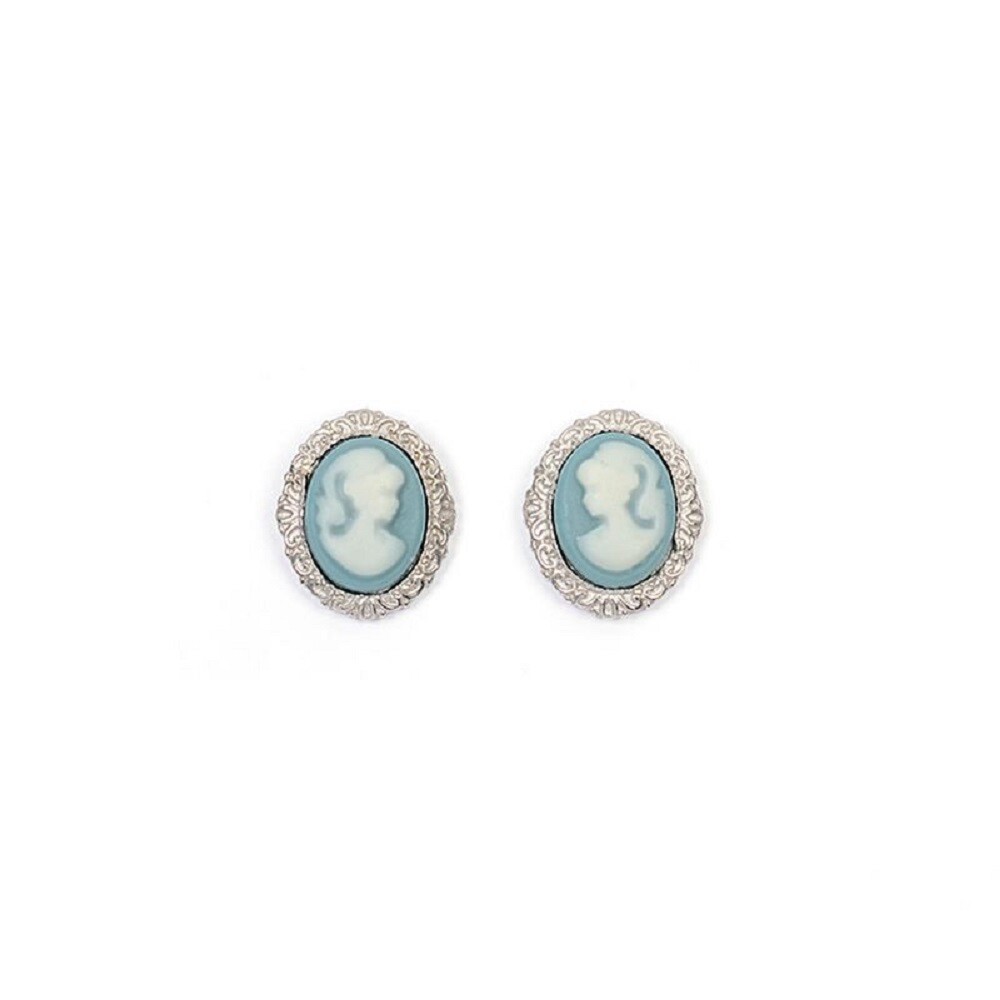 Puces d'oreilles camée argent rhodié, cadeau idéal anniversaire