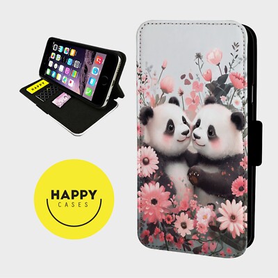 SÜSSE PANDAS KÜSSEN - Kunstleder Klapp Handy Hülle Cover - iPhone/Samsung