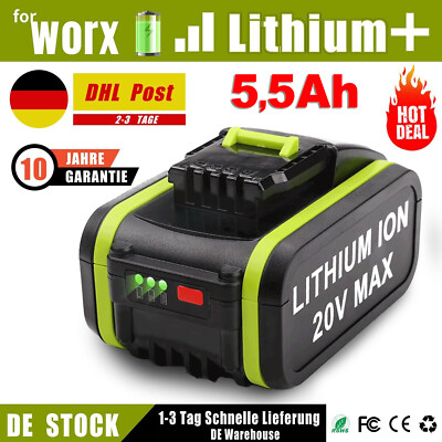 Akku 20V MAX 5,5Ah Akku WA3551,WA3572, WA3553, WX390, WX176,WG169,WX390 für Worx