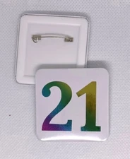 Square Shiny, Foiled Birthday Age Badge - Any Age