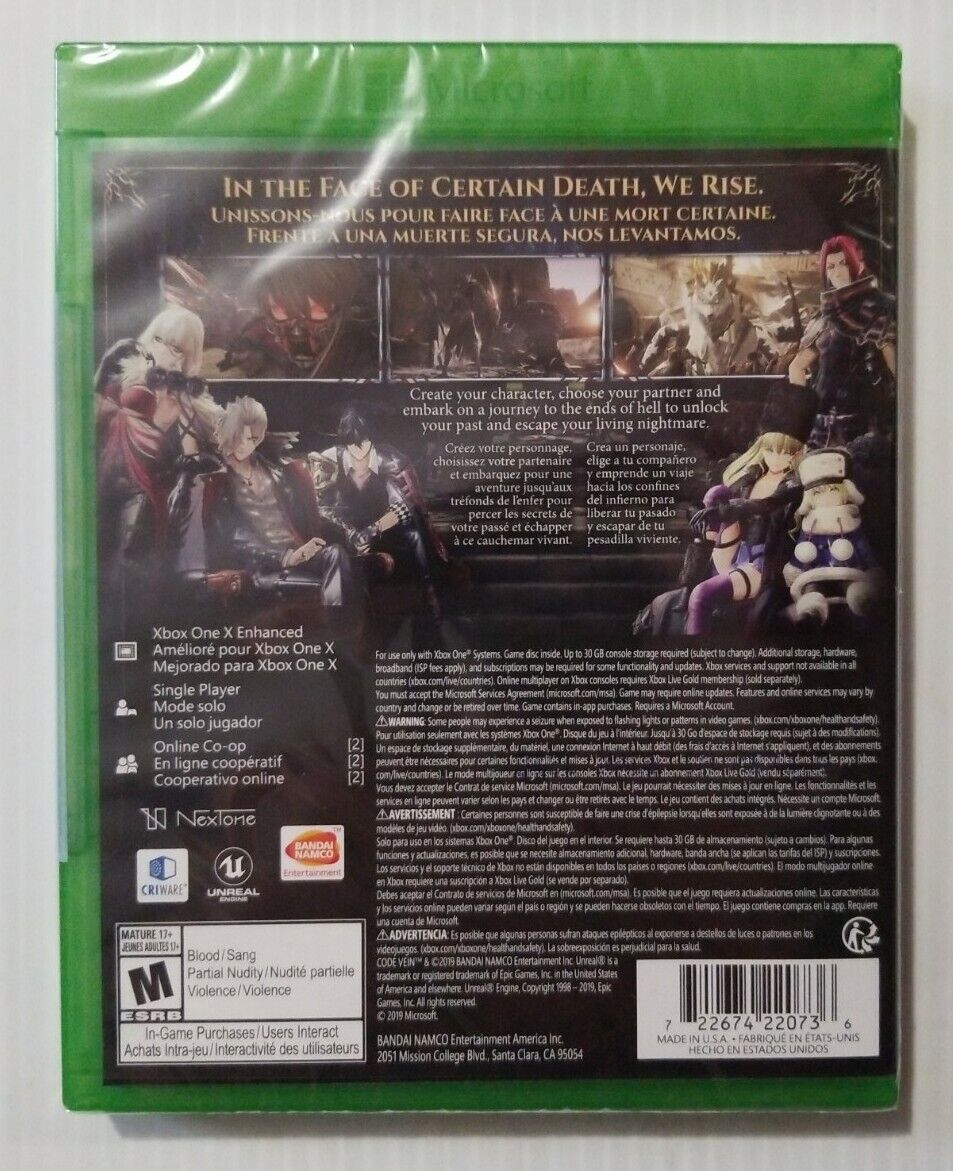 Code Vein (Xbox One) BRAND NEW / Region Free 722674220736