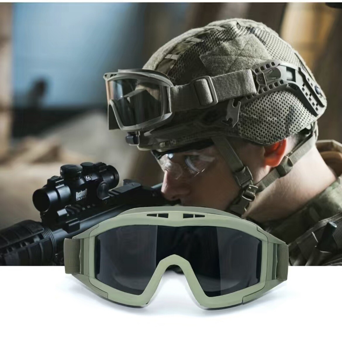 Tactical Goggles Airsoft Military Clear Lenses (Black)