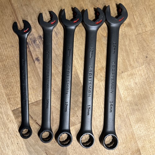 NOS Craftsman Metric Ratcheting Open End Wrench Set Rare Black Version