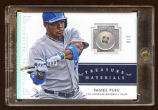 YESIEL PUIG NATIONAL TREASURES #D 2/6 GAME BUTTON  SUPER RARE DODGERS SUPERSTAR