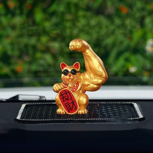 Statuine gatto fortunato braccio muscolare gigante moderno che sventola braccio forte benvenuto fortuna - Foto 38 di 59