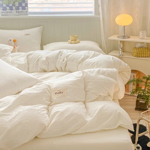 2024 SOID COLOR Gewaschene Baumwolle Vierteiliges Bettwäsche Set Baumwolle Quilt Cover Set - Bild 25 von 34