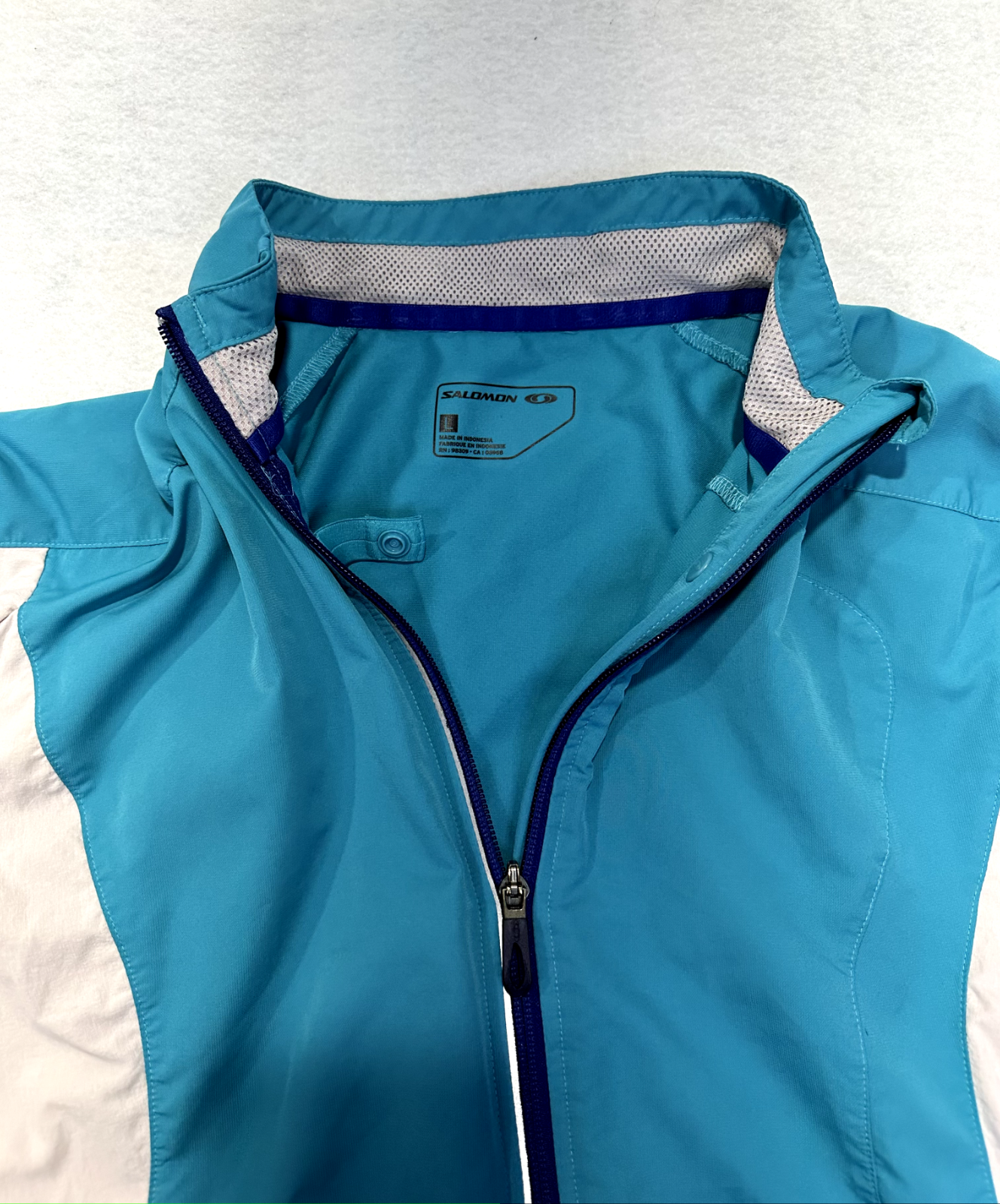 Salomon Clima Giacca Vento Cerniera Piena Donna Frangivento Grande Blu Trail Running