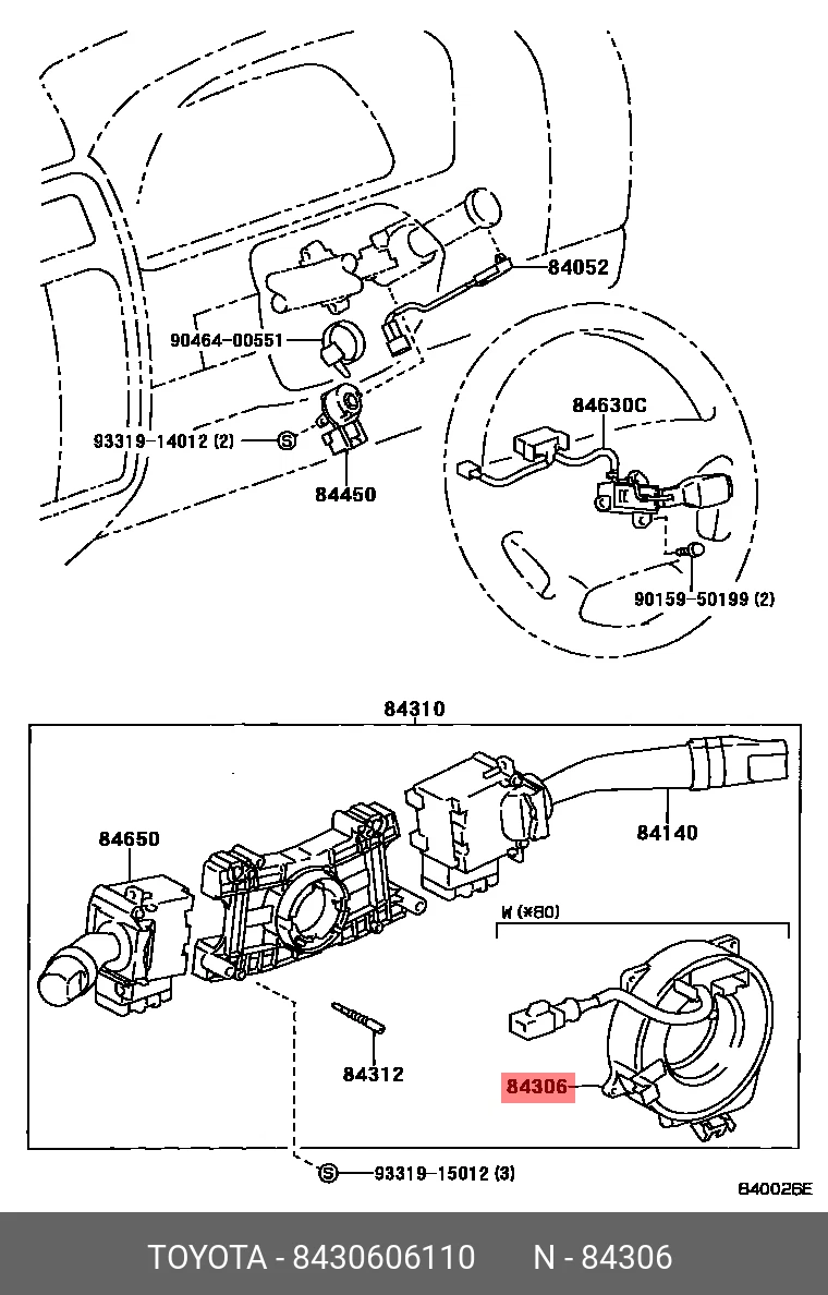 Genuine OE steering wheel clock spring, 8430606110 for TOYOTA 