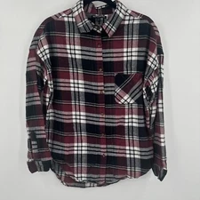 Brandy Melville Flannel Shirt Women's One Size Multi Plaid Collared Button Down