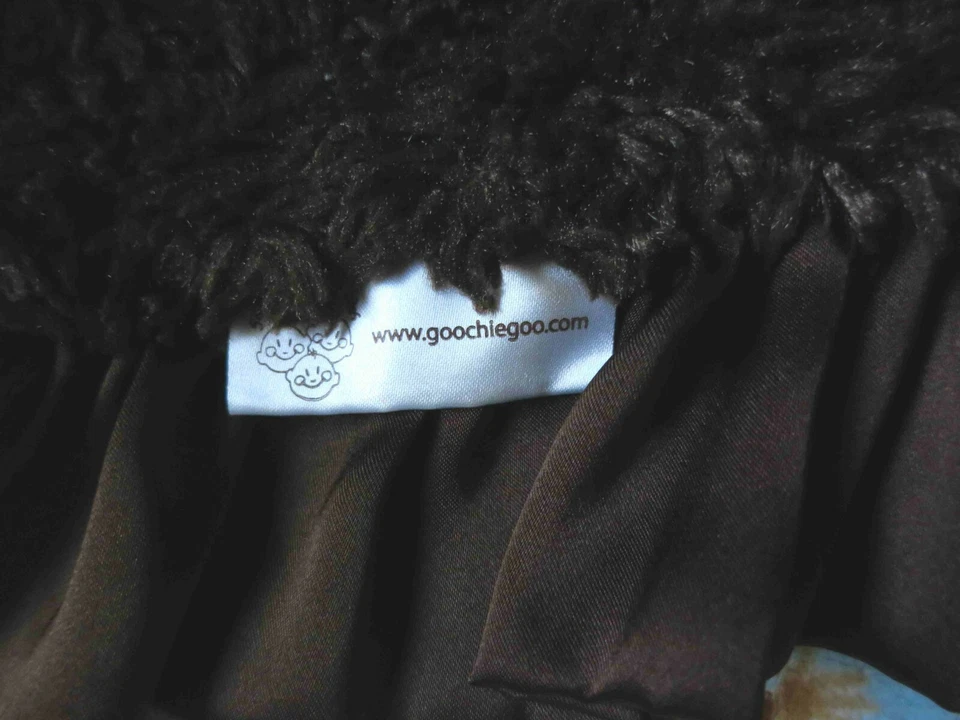 Goochie Goo Garbs Aqua Blue w Monkeys Brown Satin Ruffled Edge Baby Girl Blanket - Image 3 of 3