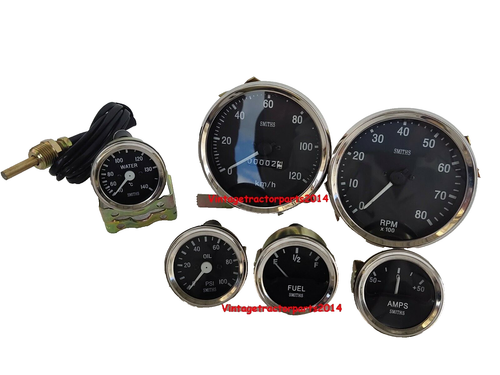 Smiths 52mm Kit- Temp + Oil + Fuel + Amp + Speedo 0-120 KMH + 0-80 RPM ...